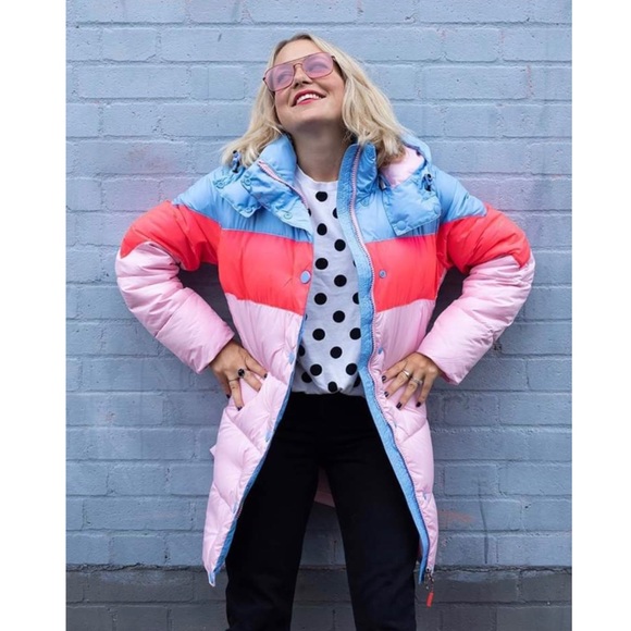 Hunter Original Puffer Jacket Vivid Blue Pink - Picture 15 of 16